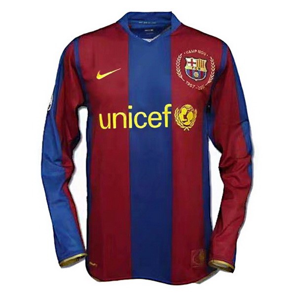 Camiseta Barcelona Replica Primera Ropa ML Retro 2007 2008 Azul Rojo